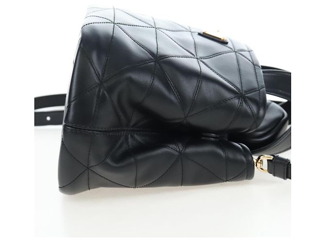 Borsa a mano PRADA in pelle 2way Nero Tono Oro Auth 167607SM - vista 4