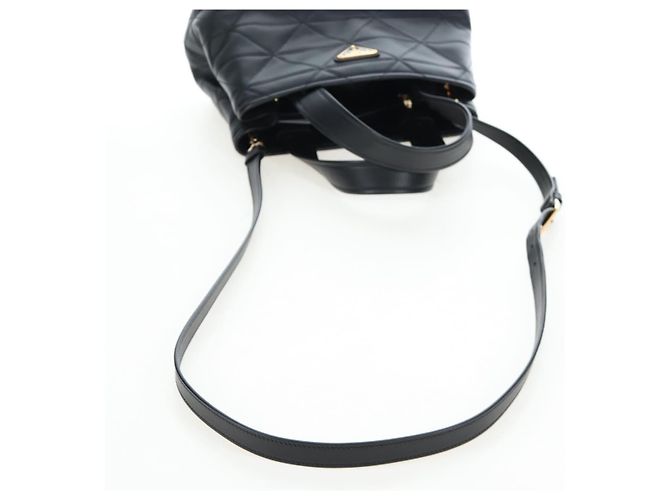 Borsa a mano PRADA in pelle 2way Nero Tono Oro Auth 167607SM - vista 8