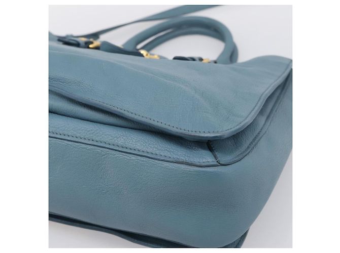 Borsa a mano Miu Miu in pelle 2way blu tono oro Auth 167628V - vista 14