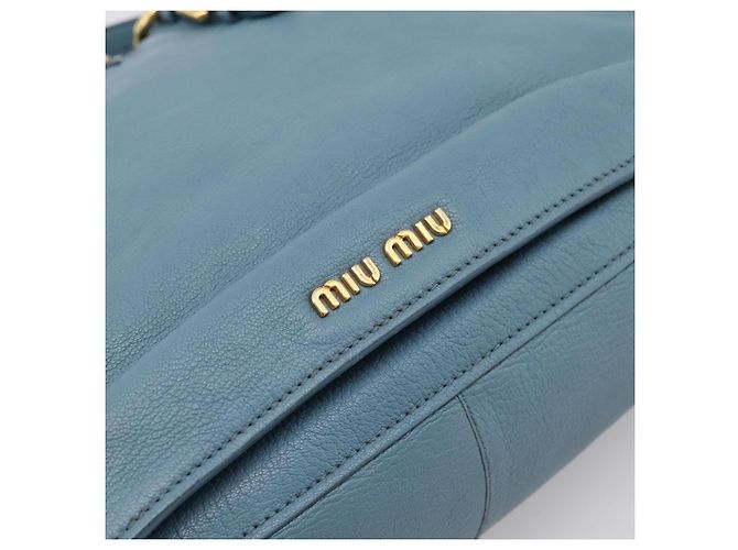 Borsa a mano Miu Miu in pelle 2way blu tono oro Auth 167628V - vista 18