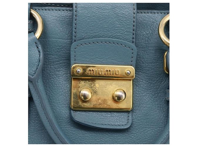 Borsa a mano Miu Miu in pelle 2way blu tono oro Auth 167628V - vista 19