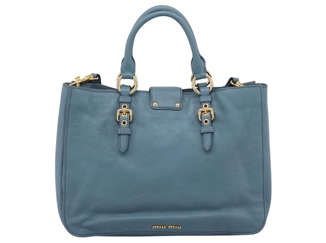 Borsa a mano Miu Miu in pelle 2way blu tono oro Auth 167628V - vista 2