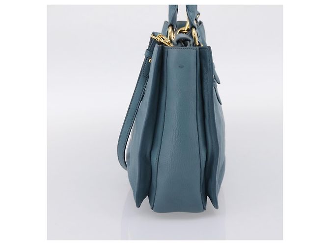 Borsa a mano Miu Miu in pelle 2way blu tono oro Auth 167628V - vista 4
