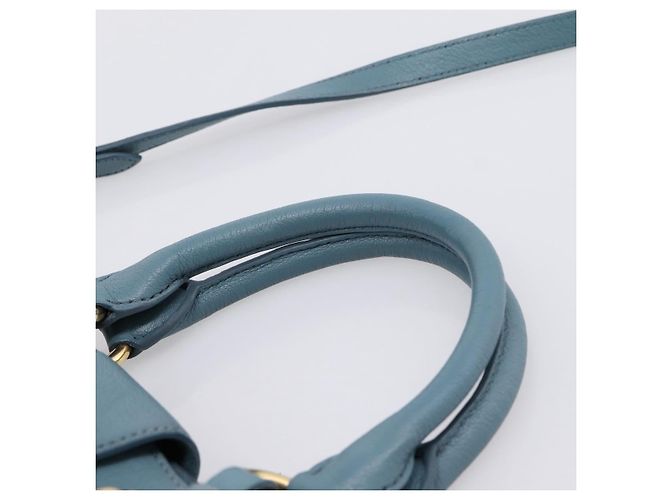 Borsa a mano Miu Miu in pelle 2way blu tono oro Auth 167628V - vista 8