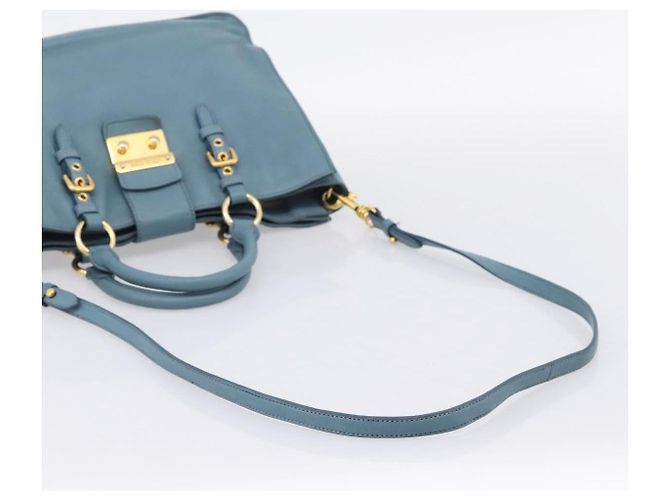 Borsa a mano Miu Miu in pelle 2way blu tono oro Auth 167628V - vista 9