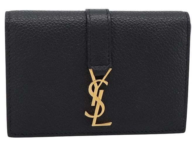 Autre Marque SAINT LAURENT Cassandra Kartenetui Leder Schwarz Gold Auth 204792M Golden - Ansicht 13