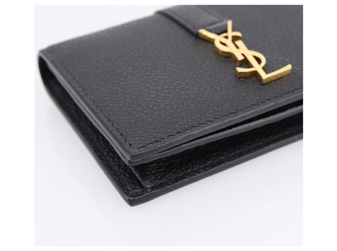 Autre Marque SAINT LAURENT Cassandra Kartenetui Leder Schwarz Gold Auth 204792M Golden - Ansicht 14
