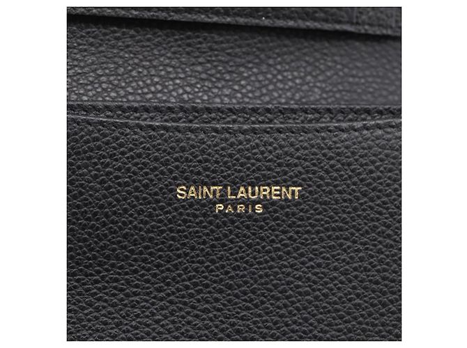 Autre Marque SAINT LAURENT Cassandra Kartenetui Leder Schwarz Gold Auth 204792M Golden - Ansicht 18