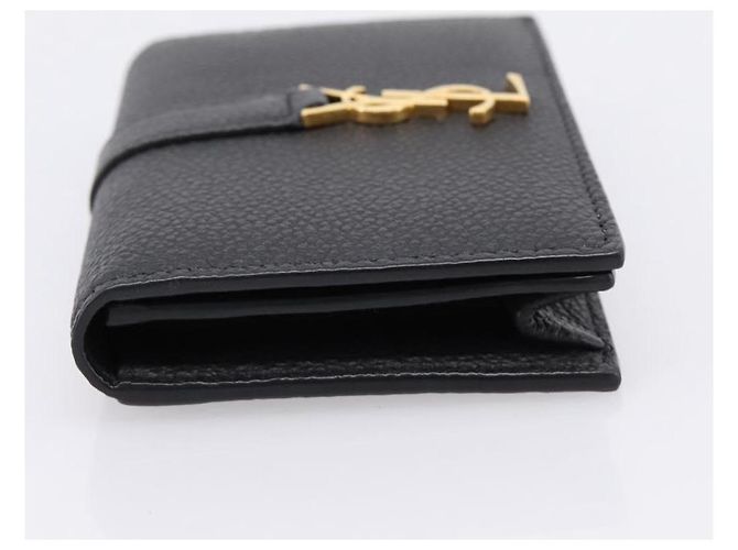 Autre Marque SAINT LAURENT Cassandra Kartenetui Leder Schwarz Gold Auth 204792M Golden - Ansicht 3