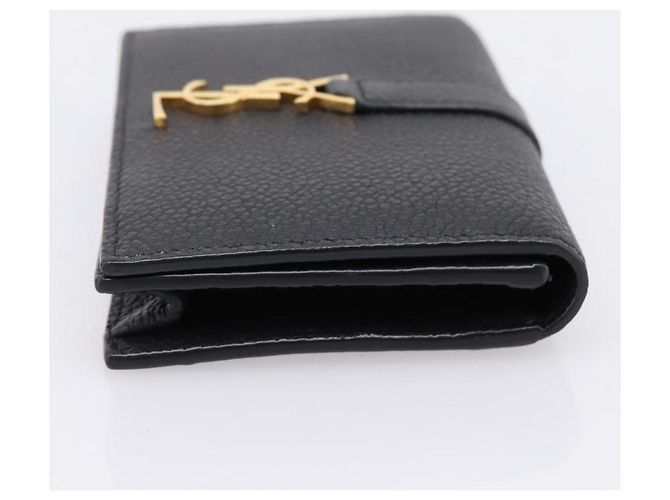 Autre Marque SAINT LAURENT Cassandra Kartenetui Leder Schwarz Gold Auth 204792M Golden - Ansicht 4