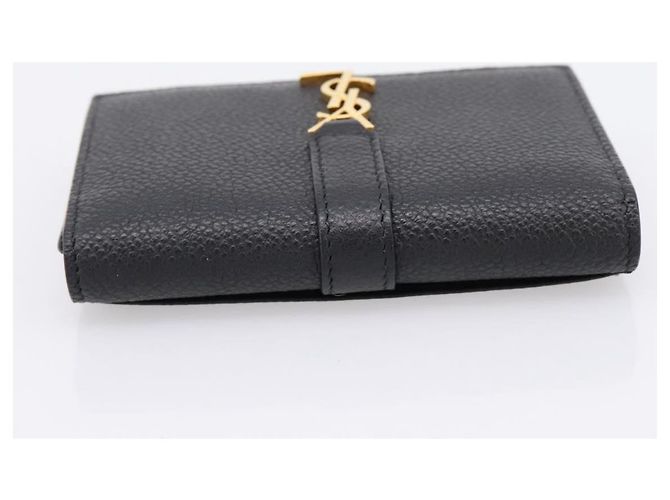 Autre Marque SAINT LAURENT Cassandra Kartenetui Leder Schwarz Gold Auth 204792M Golden - Ansicht 5