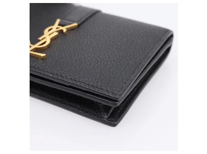 Autre Marque SAINT LAURENT Cassandra Kartenetui Leder Schwarz Gold Auth 204792M Golden - Ansicht 7
