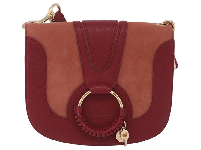 Chloé Borsa a tracolla Chloe SeeByChloe Suede Red Gold Tone Auth 203350A Rosso - vista 13