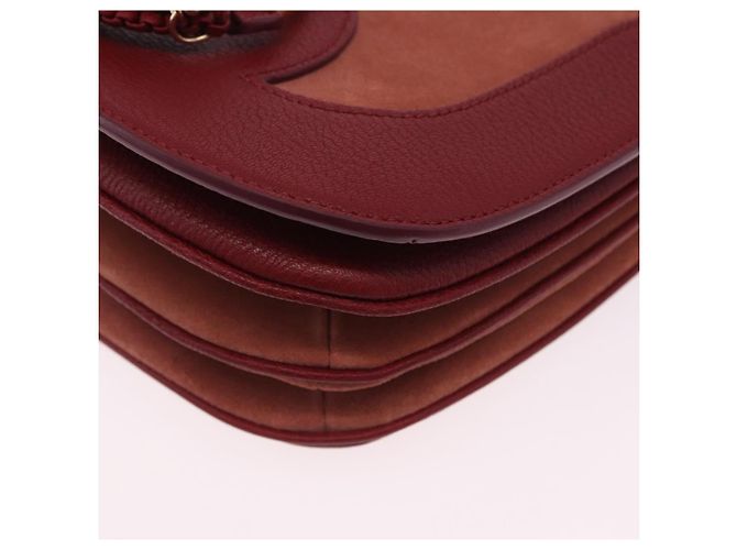 Chloé Borsa a tracolla Chloe SeeByChloe Suede Red Gold Tone Auth 203350A Rosso - vista 16