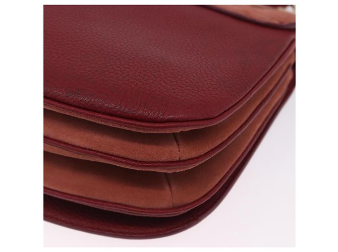 Chloé Borsa a tracolla Chloe SeeByChloe Suede Red Gold Tone Auth 203350A Rosso - vista 18