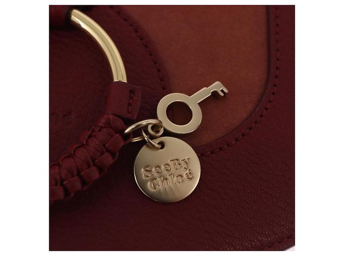 Chloé Borsa a tracolla Chloe SeeByChloe Suede Red Gold Tone Auth 203350A Rosso - vista 19