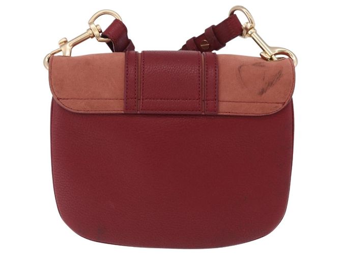 Chloé Borsa a tracolla Chloe SeeByChloe Suede Red Gold Tone Auth 203350A Rosso - vista 2
