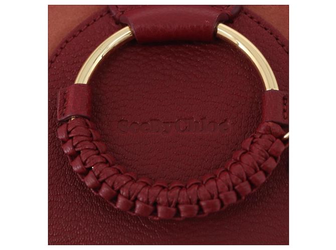 Chloé Borsa a tracolla Chloe SeeByChloe Suede Red Gold Tone Auth 203350A Rosso - vista 20