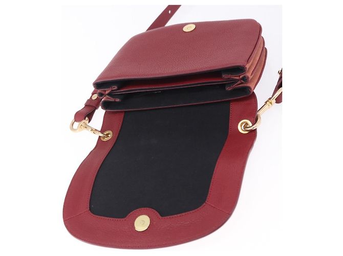 Chloé Borsa a tracolla Chloe SeeByChloe Suede Red Gold Tone Auth 203350A Rosso - vista 22