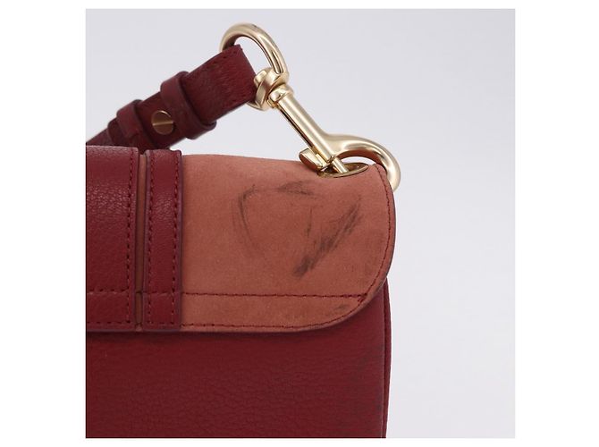 Chloé Borsa a tracolla Chloe SeeByChloe Suede Red Gold Tone Auth 203350A Rosso - vista 3
