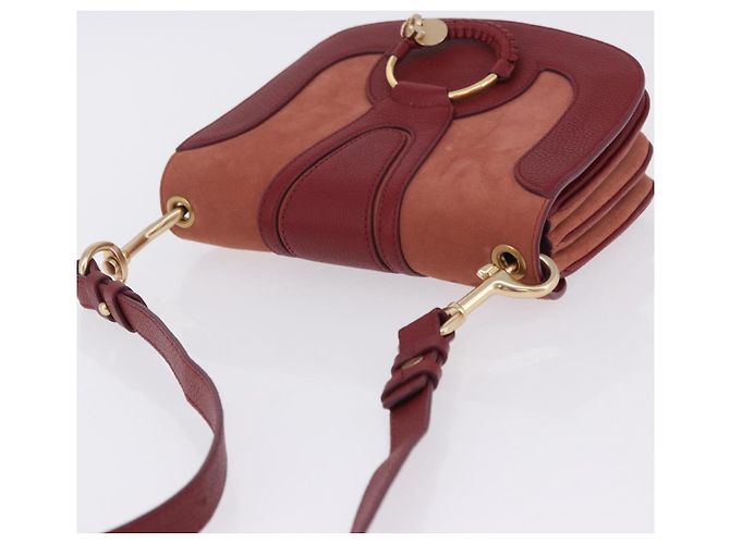 Chloé Borsa a tracolla Chloe SeeByChloe Suede Red Gold Tone Auth 203350A Rosso - vista 7