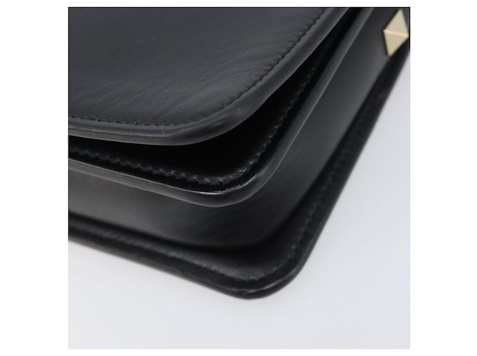Bolsa de ombro com corrente VALENTINO em couro preto e dourado Auth 204165V - vista 10