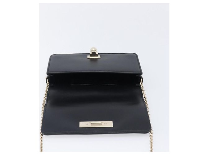 Bolsa de ombro com corrente VALENTINO em couro preto e dourado Auth 204165V - vista 11