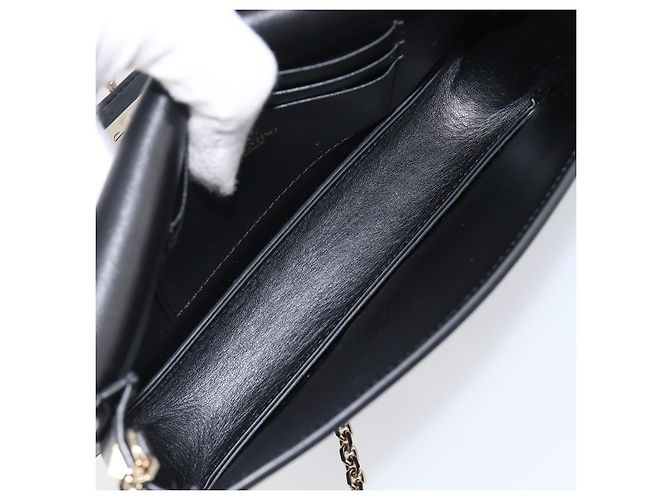 Bolsa de ombro com corrente VALENTINO em couro preto e dourado Auth 204165V - vista 12