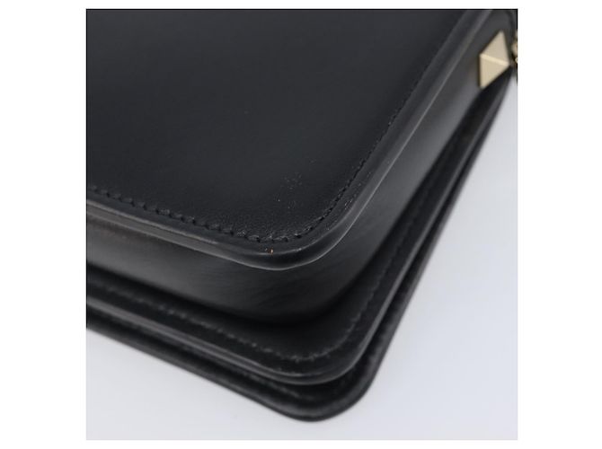 Bolsa de ombro com corrente VALENTINO em couro preto e dourado Auth 204165V - vista 15