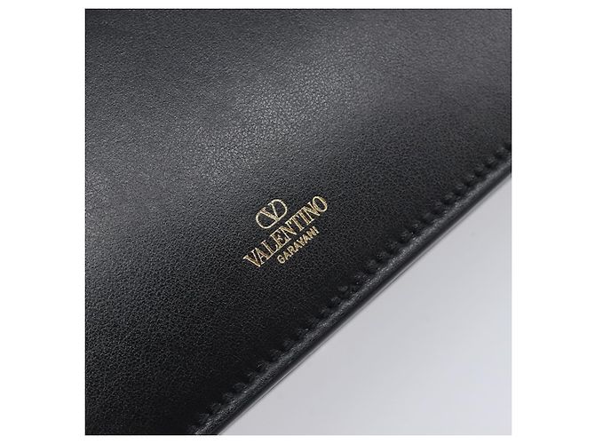 Bolsa de ombro com corrente VALENTINO em couro preto e dourado Auth 204165V - vista 17