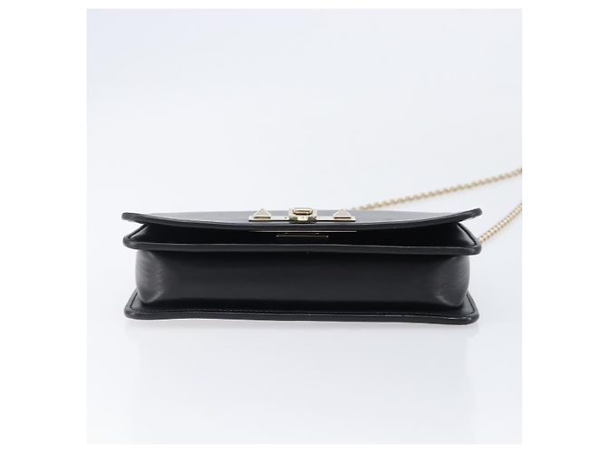 Bolsa de ombro com corrente VALENTINO em couro preto e dourado Auth 204165V - vista 5