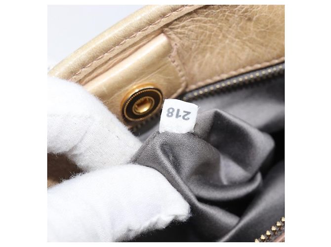 Borsa a mano Miu Miu in pelle beige tono oro Auth 167591A - vista 12