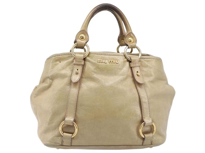 Borsa a mano Miu Miu in pelle beige tono oro Auth 167591A - vista 13