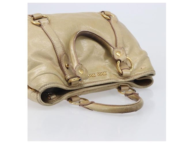 Borsa a mano Miu Miu in pelle beige tono oro Auth 167591A - vista 14