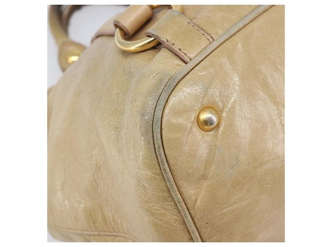 Borsa a mano Miu Miu in pelle beige tono oro Auth 167591A - vista 16