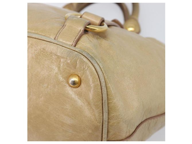 Borsa a mano Miu Miu in pelle beige tono oro Auth 167591A - vista 17