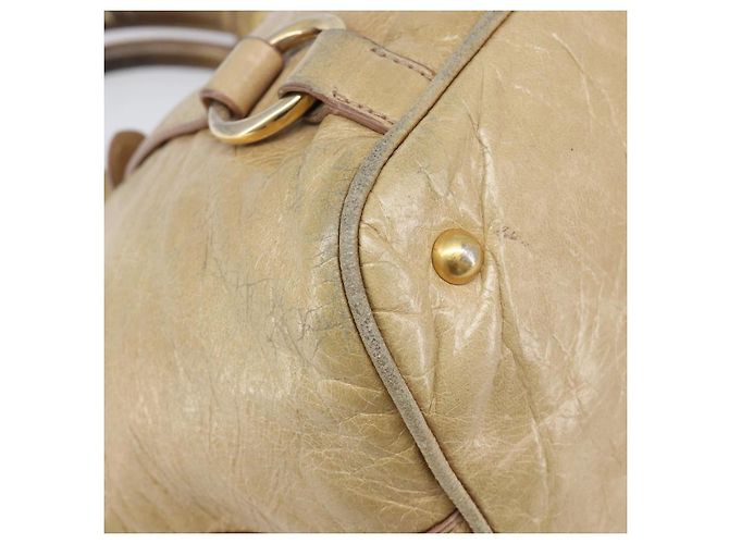 Borsa a mano Miu Miu in pelle beige tono oro Auth 167591A - vista 18