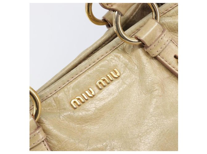 Borsa a mano Miu Miu in pelle beige tono oro Auth 167591A - vista 19