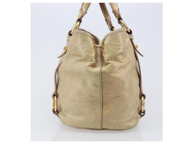 Borsa a mano Miu Miu in pelle beige tono oro Auth 167591A - vista 3
