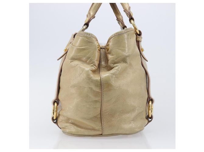 Borsa a mano Miu Miu in pelle beige tono oro Auth 167591A - vista 4