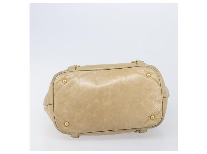 Borsa a mano Miu Miu in pelle beige tono oro Auth 167591A - vista 5