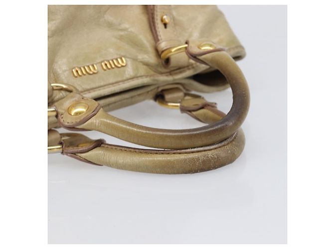 Borsa a mano Miu Miu in pelle beige tono oro Auth 167591A - vista 6
