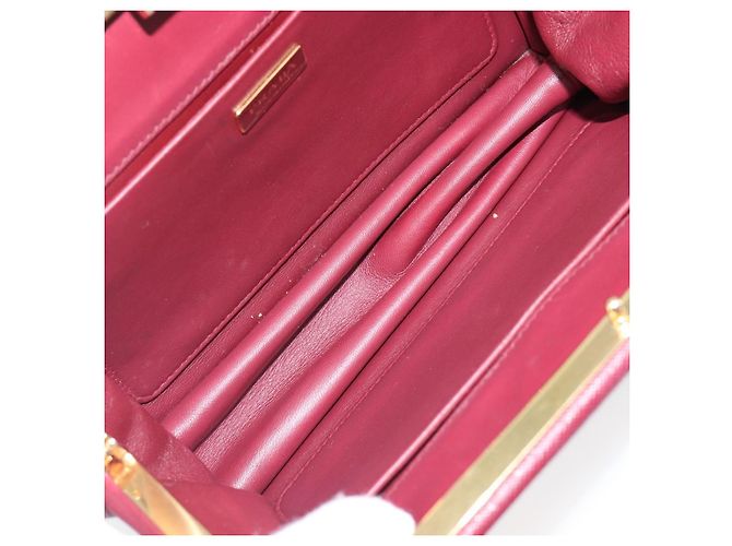 Saffiano Borsa a Tracolla PRADA Pelle Safiano Bordeaux Gold Auth 202965V D'oro Bordò - vista 10