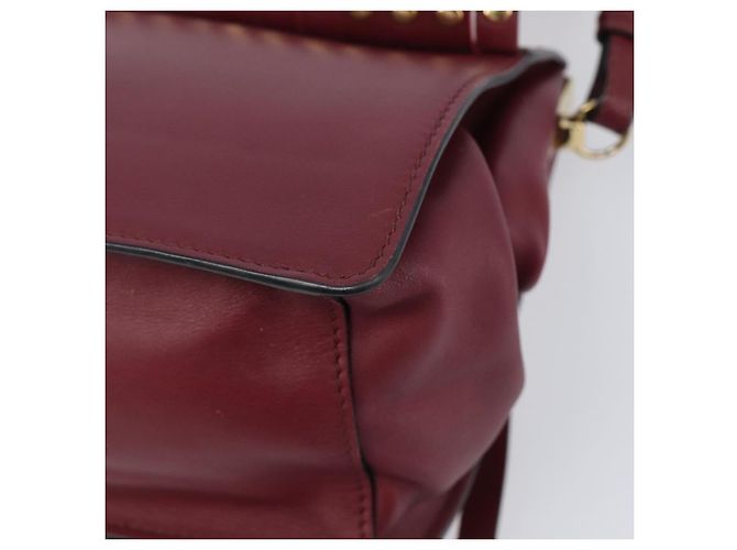 Saffiano Borsa a Tracolla PRADA Pelle Safiano Bordeaux Gold Auth 202965V D'oro Bordò - vista 16