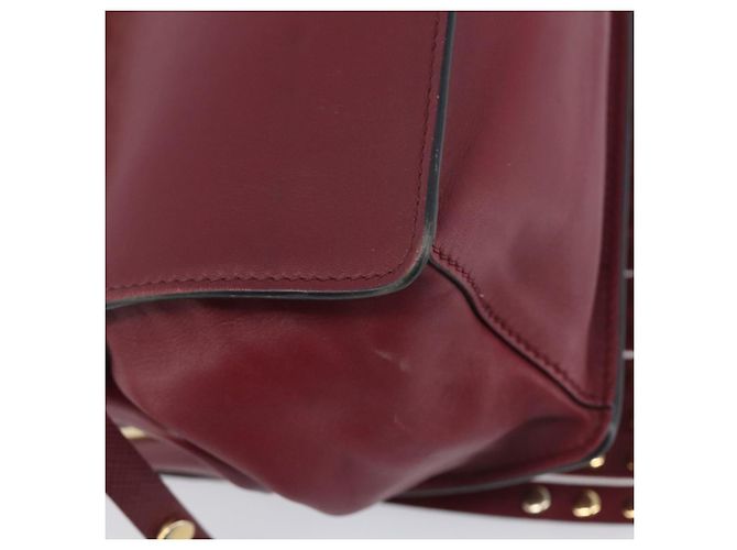 Saffiano Borsa a Tracolla PRADA Pelle Safiano Bordeaux Gold Auth 202965V D'oro Bordò - vista 17