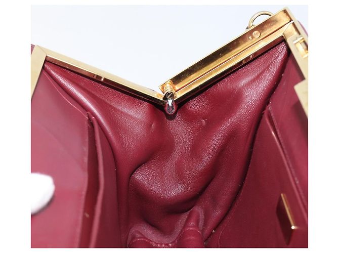 Saffiano Borsa a Tracolla PRADA Pelle Safiano Bordeaux Gold Auth 202965V D'oro Bordò - vista 22