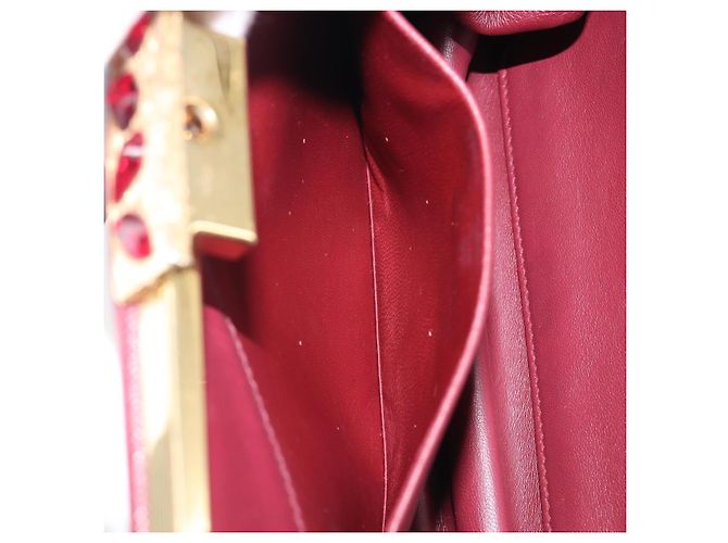 Saffiano Borsa a Tracolla PRADA Pelle Safiano Bordeaux Gold Auth 202965V D'oro Bordò - vista 23
