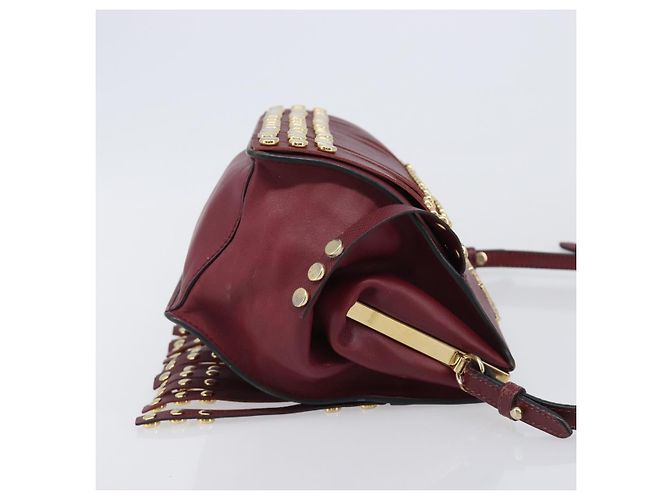 Saffiano Borsa a Tracolla PRADA Pelle Safiano Bordeaux Gold Auth 202965V D'oro Bordò - vista 3