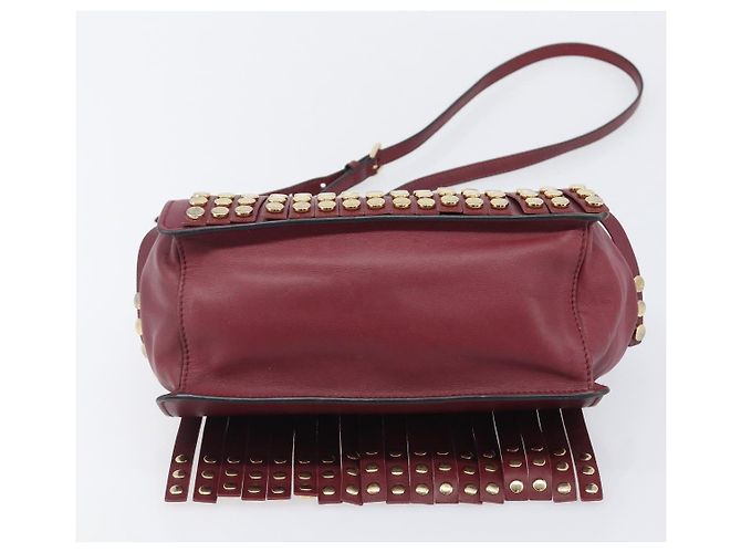 Saffiano Borsa a Tracolla PRADA Pelle Safiano Bordeaux Gold Auth 202965V D'oro Bordò - vista 5