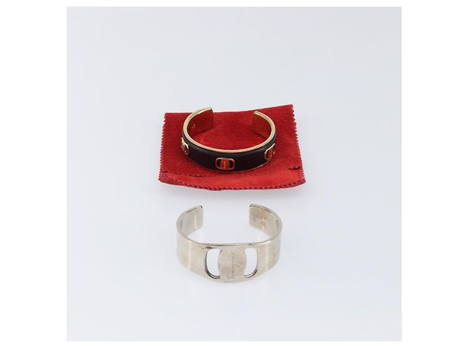 Salvatore Ferragamo Bangle Metal 2 Set Silver Black Auth SW2865 Nero Argento - vista 16